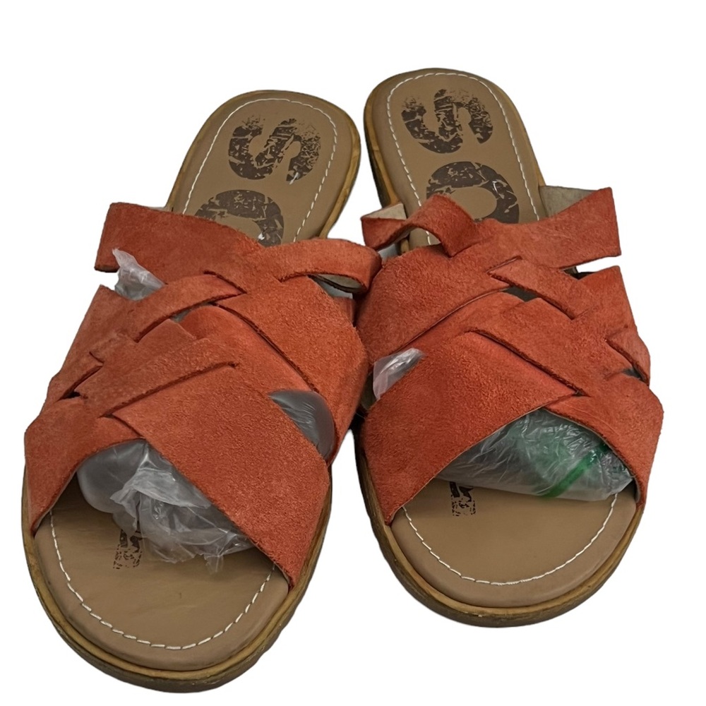 Sandals -  Sorel Ella Slide Slip on Slide Sandal Orange Suede EUC like new SB11